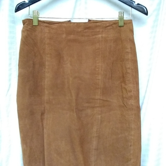 JLC New York Woman Skirt Suit 💯% Suede Leather Rust Cropped Sz- S/ 40" - Picture 3 of 14
